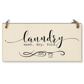 Handmade Wooden Hanging Wall Plaque Laundry Wash Dry Fold Funny Washing Decorative Sign for Utility Room