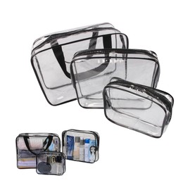 Coollooda PVC Makeup Pouch (Set of 3), Vinyl Pouch, Transparent Makeup Pouch, Travel Pouch, Transparent, Makeup Pouch, Multi-functional, Large Capacity, Waterproof, Cosmetics Storage, Small Items,