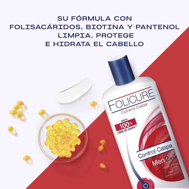 FOLICURE Shampoo Control Caspa Men 2 en 1 con Biotina
