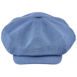 Sterkowski Rowdy - Gorra plana para hombres y mujeres, 100% lino, elegante gorra Gatsby de 8 paneles, Azul/claro, 7 1/8