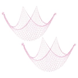 PATIKIL Fishing Net Decor, 2 Pack 80" x 40" Mediterranean Style Photographing Decoration Natural Fish Net Party Accessory for Home Bedroom, Light Pink