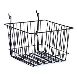 Basket fits Slat,Grid,Pegboard in Black 12 W x 12 D x 8 D Inches