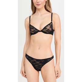 Fleur du Mal Women's Le Stretch Lace Demi Bra, Black, 36A