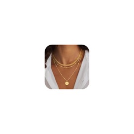 Layered Initial Necklaces for Women 14K Gold Plated Letter A-Z Pendant Choker Necklaces for Women Stackable Layered Necklace Circle Coin Cuban Chain Name Necklace Trendy (K)