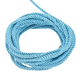 QUARKZMAN Verdrehter Kordelbesatz, 5 Yard 5mm 3-lagiges Geflochtenes Seil Glänzender Faden Schnur für Handwerk Geschenktüte Vorhang Weihnachtsdekoration, Himmelblau - 5m