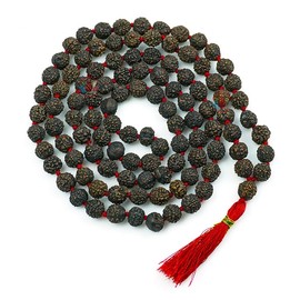 Divine Hindu Premium Rudraksha Bead Jaap Mala | ISO Certified | 5 Mukhi Brown Rudraksha 108 Beads | Size: 18 Inches, Regular, Rudraksha, No Gemstone