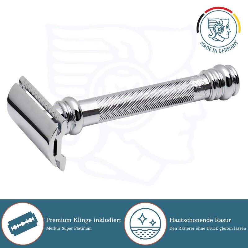 MERKUR Safety Razor 38C | Barber Pole Gloss Chrome |