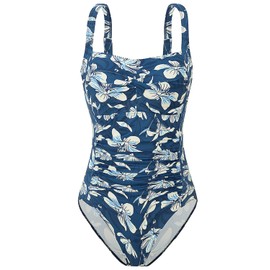 AOQUSSQOA Women One Piece Swimsuits Swimming Costume Swimwear Tummy Control Push Up Bathing Suits（10White Flower,M）