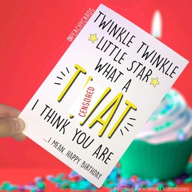Happy Birthday Cards, Twinkle Little Star What A T*at, Joke Cards Best Friend Swearing Card Husband Boyfriend Funny Card Uncle Friend PC217
