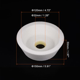 HARFINGTON Grinding Wheel 6 Inch 46 Grits Aluminum Oxide Cup Abrasive Wheels, White Corundum for Hardened Steel, Grinding Machine