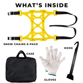 Zento Deals Car Snow Tire Chains – Heavy-Duty Anti-Slip Traction Device for All Seasons – Durable Emergency Tire Chains for Cars, SUVs, and Trucks (Yellow)