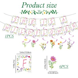 126 Pcs Wildflower Birthday Party Supplies, Include Plates, Napkins, Knife and Fork, Tablecloth, Paper Cups, Caketoppers, Banners, Spirals for Spring Floral Birthday Party Decorations