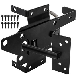 WRINGKIT Heavy Duty Gate Latches for Wooden Fences, Post Mount Automatic Gate Lock, Self-Locking Gravity Door Latch, Fence Latch for Outdoor Gates, Metal Gates Vinyl Fences, Black Finish