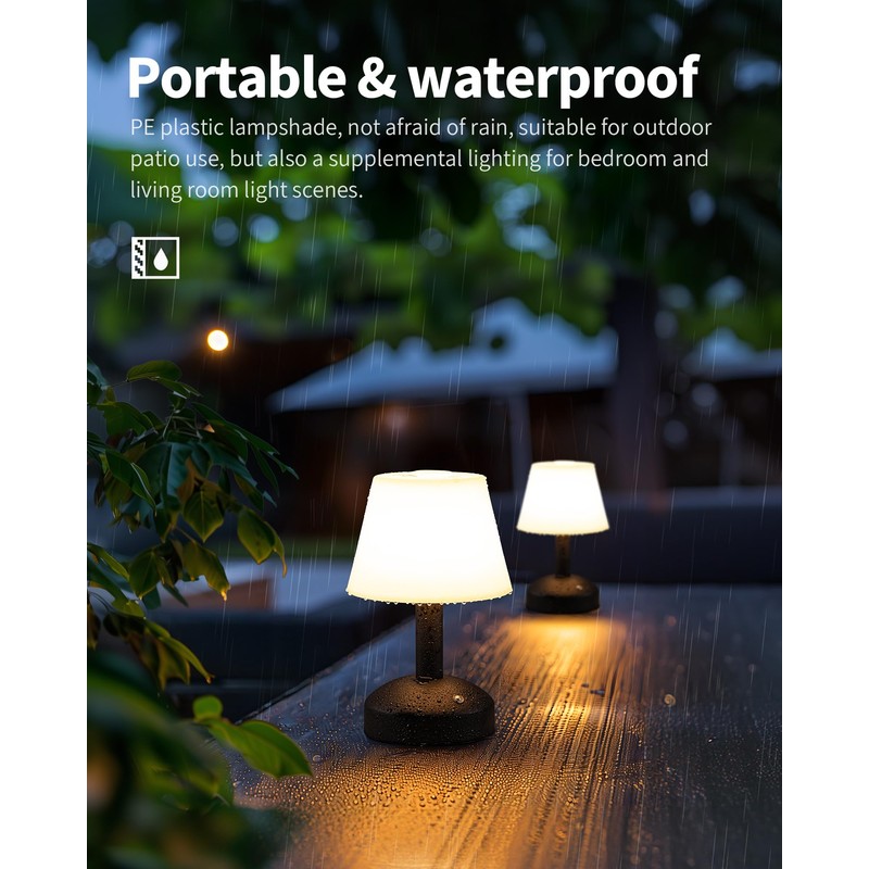 KDG Modern Cordless Small Table Lamps, Portable LED Dimmable Desk