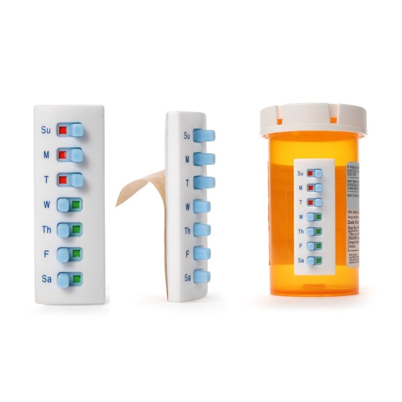 TAKE-N-SLIDE Peel and Stick Reusable for 12 + Refills, Pill/Medication/Vitamin/Pet Med Tracker &