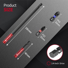 ColumPRO 6PCS Drill Bit Extension Holder Screwdriver Set, 2PCS 150mm Bit Holder with 2PCS PZ2 & PH2 Screwdriver Bits and 2PCS 60mm Bit Holder for Impact Driver.