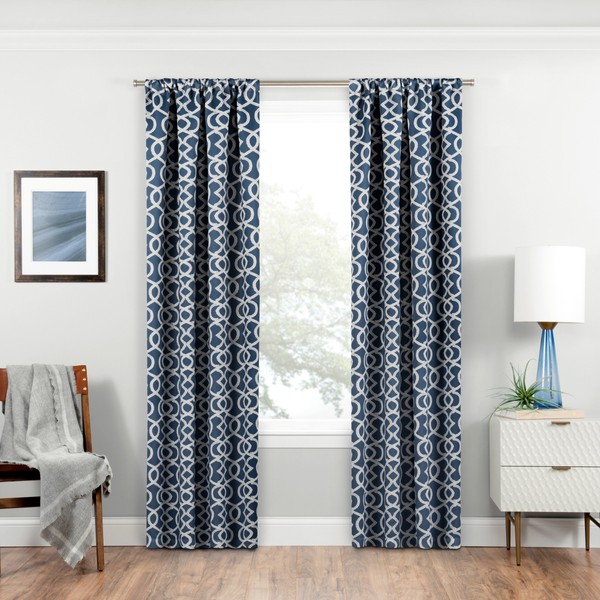 ECLIPSE Room Darkening Curtains for Bedroom - Isanti 37" x 84" Thermal Insulated Single Panel-Rod Pocket Light Blocking Curtains for Living Room, Indigo