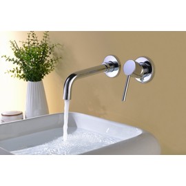 Sumerain Wall Mount Bathroom Faucets,Single Handle with Brass Rough-in Valve in Modern Chrome Finish,1/2 NPT Standard Thread for US