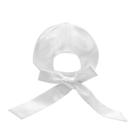 Women Satin Bow-Tie Baseball Cap Silky Elastic Strapback Trucker Hat Trendy Cute Bowknot Ponycap Summer Outdoors Sun Cap White