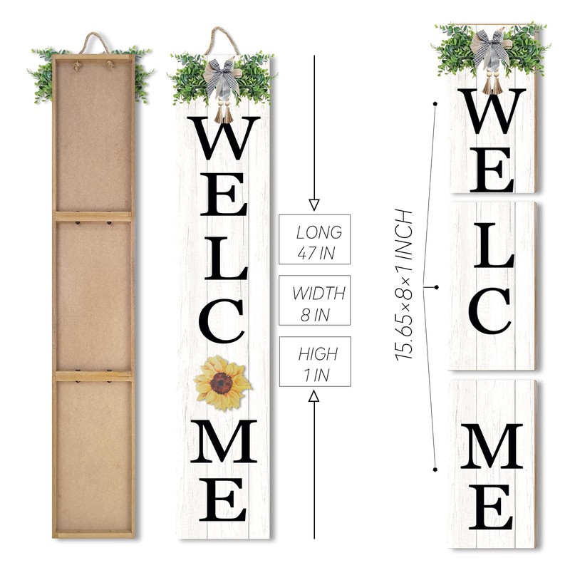 Interchangeable Welcome Sign for Front Porch Standing 47"X8" Outdoor Large