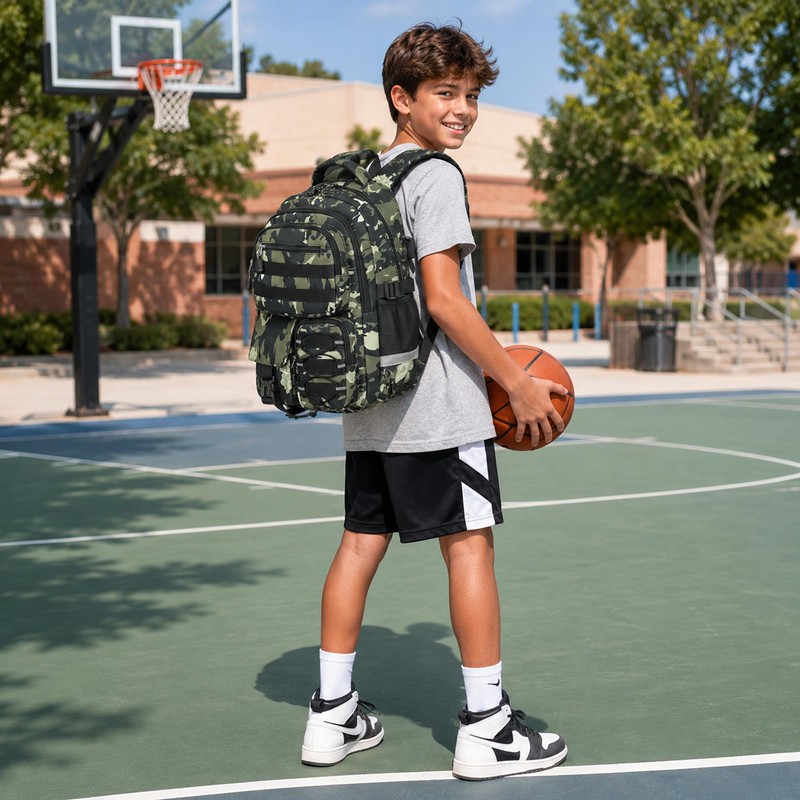 Tecoloy Camo Backpack for Boys, 3PCS Tactical Kids Backpack Boys