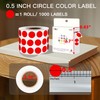 PARLAIM 1000 Pack 0.5 inch Diameter Round Dot Stickers, Red