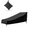 Lcgod Garden Lounger Cover, Outdoor Protective Cover for Garden Furniture, Heavy Duty, Waterproof, Windproof, UV-Resistant, Black 600D Oxford Fabric, Sun Lounger, Deck Chair, 200 x 75 x 40/70 cm