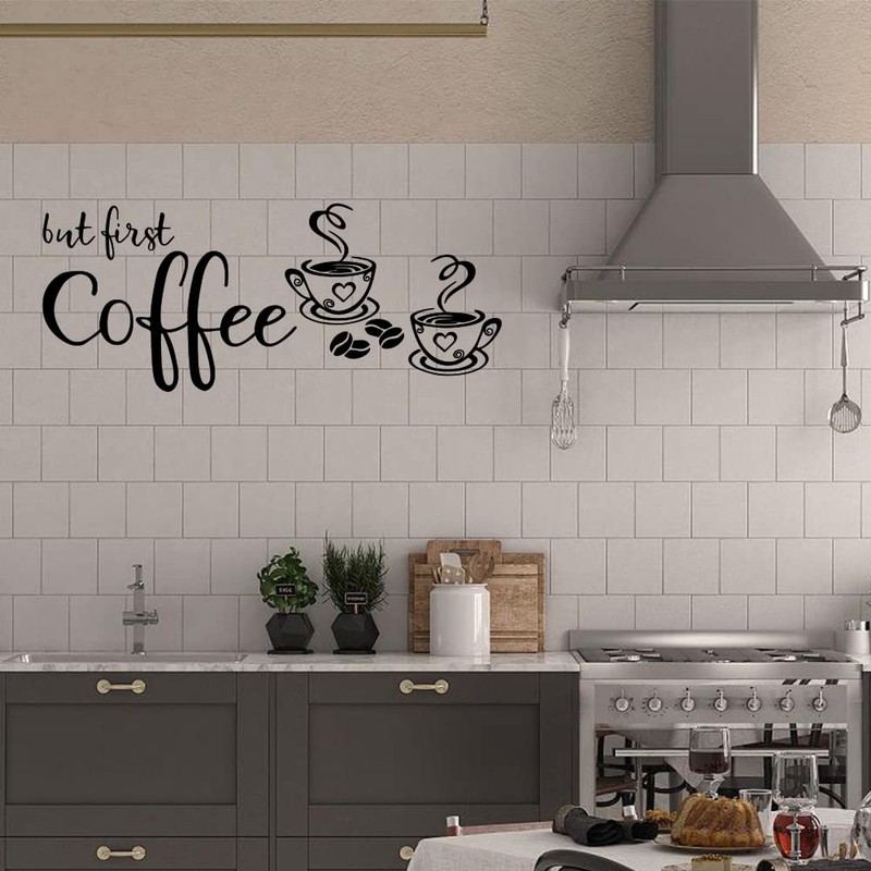 But First Coffee Vinyl Wall Decal Sticker for Coffee Shop