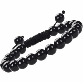 Amoina Natural Healing Power Gemstone Crystal Bead Bracelet, Adjustable Macrame Unisex Jewelry for Spiritual Energy