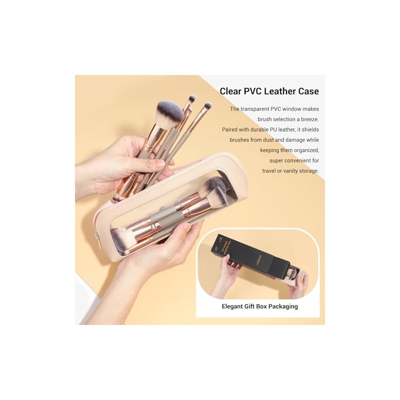MAGEFY Brochas de maquillaje, 12 unidades con bolsa, de doble