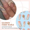Viugex 24Pcs Long Coffin Press on Nails, Ballerina Pink White