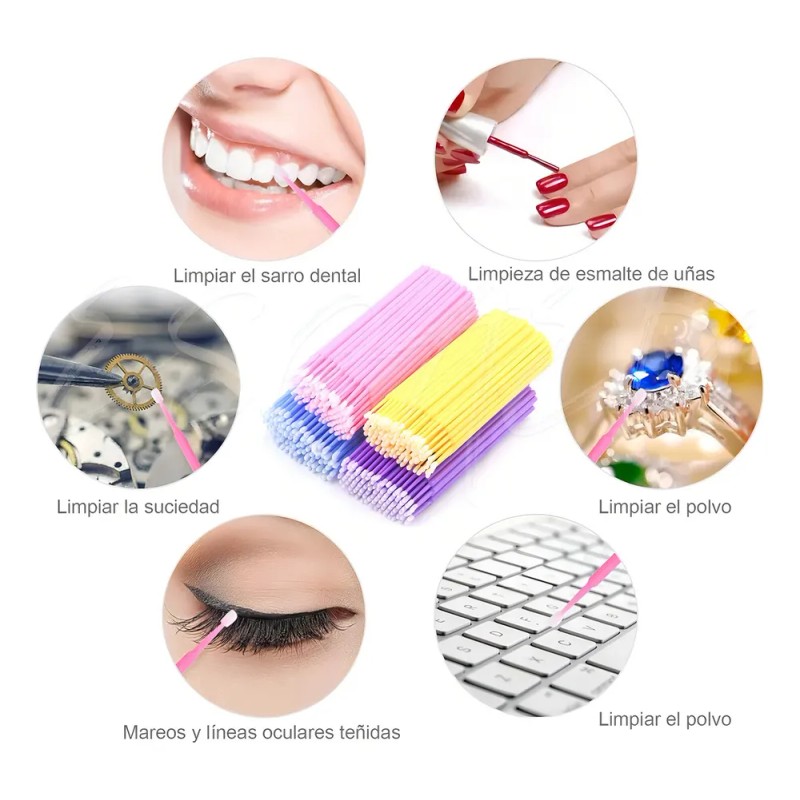Ycrigns® 1000 Microbrush Microaplicadores Extensiones Pestañas 1x1 Cepillos Microfibra Para