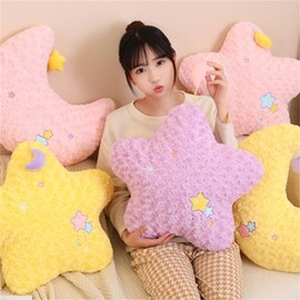 Cuddly Cushion Children's Cute Star Moon Plush Cushion Decorative Cushion Soft Fluffy Decorative Cushion Sofa Cushion for Cuddly Corner Children's Room Bedroom Decoration 50 cm (Purple, Moon)