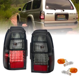 USR DEPO 96-02 4 Runner Tail Lights - Plug and Play Smoke LED Rear Tail Lamps Set (Left + Right) Compatible with 1996-2002 Toyota 4Runner (Black Smoked Lens, Amber Bulbs/Sockets Included)