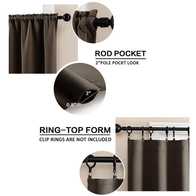 XTMYI Brown Curtains 36 Inch Length for Bathroom Shower Window