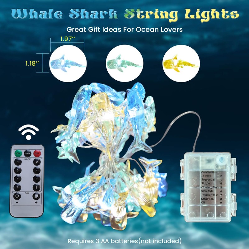 Nautical Theme Sea Life Decorative Fairy String Lights (Whale Shark)