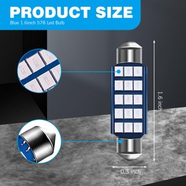 Polcatay 2 PCS 42 mm LED Bulb, Wide-angle High Brightness Non-glare Dome Reading Light License Plate Light, 211 211-2 212 214-2 569 6429 Waterproof Plug and Play Bulb, for Most Cars (Blue)