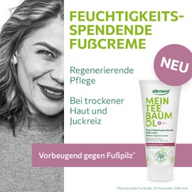 alkmene Mein Tea Tree Oil Foot Cream 100 ml Prevents Against Foot - Natural Pure Tea Tree Oil, Vegan & Climate Neutral - Moisturising Foot Cream with Urea for Dry Skin & Itching