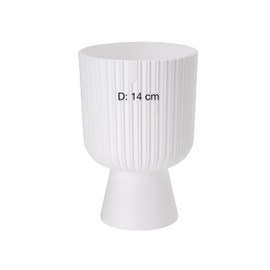 Plastic Flower Pot, Flower Pot, Chalice with Grooves, 3D (White, M-14 cm)