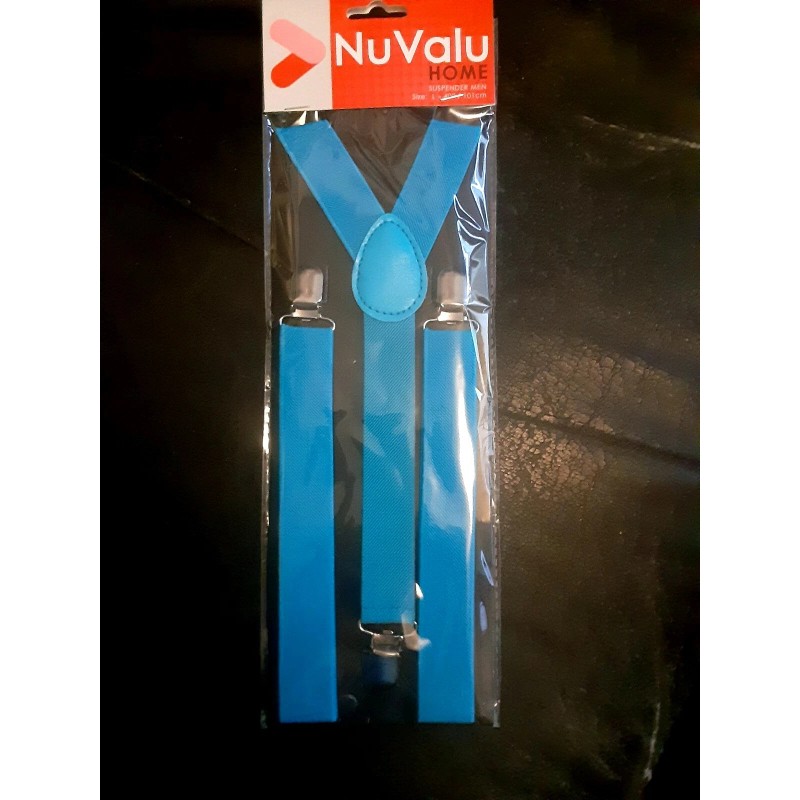 Unbranded Mens Blue X- Clip-on Suspenders Adjustable Elastic Retro Formal