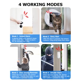 DAYTECH Door Alarm Sensor Window Alarms Volume Adjustable Door Open Chime 0-120 dB Window Alarm with 4 Modes for Kids Safety Dementia Patients Home Security, 3 Packs