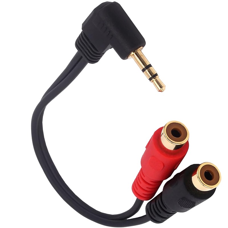 tunghey 2Pack Right Angle 3.5mm to 2RCA Adapter Cable, Gold