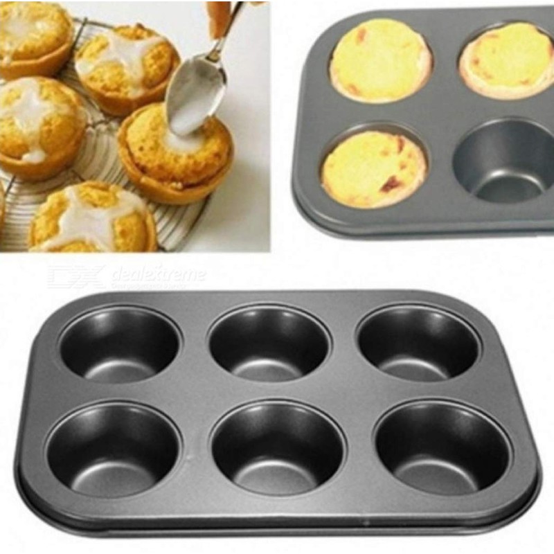 U-COOK Muffin Tin Quality Non Stick Trays 6 Hole Baking