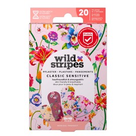 Wild Stripes Vintage Flowers Plaster Set - Wound Plasters Children & Adults with Flowers - Sensitive & Skin-Friendly - Water Resistant - 24-Hour Protection - Colourful Plasters with Motif (Pack of 20)