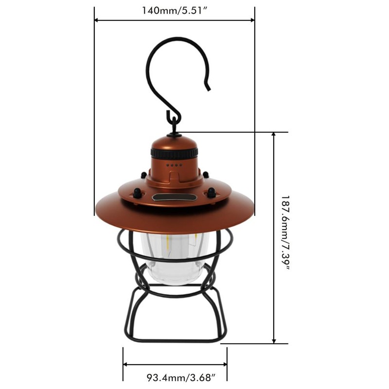 Outdoor Camping Lantern Portable Retro Camping Tent Light USB Rechargeable
