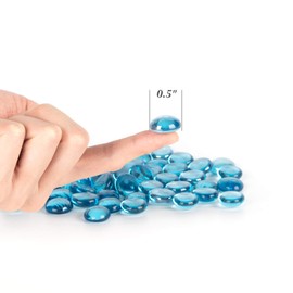 WGV Flat Marbles, Pebbles, Glass Gems for Vase Fillers, Wedding, Decoration, Crystal Rocks, Aqua (10 Pounds, Approx 1000 pcs)