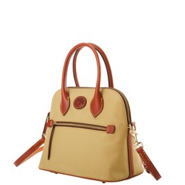 Dooney & Bourke Satchel Handbags for Women, Domed Nylon Bag with Leather Handles & Removable Crossbody Strap - Brown