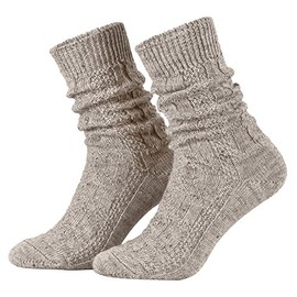 Piarini 1 Pair of Men’s Short Traditional Costume Socks, with a Plait Pattern | Wool, Beige, Nut Mottled UK Sizes 5.5-8.5 9-9.5 11-11.5 12.5-14.5 -
