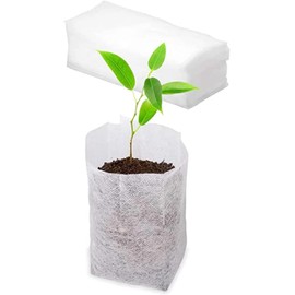 Bolsas de vivero de plantas, 100 piezas de bolsas de cultivo de plantas biodegradables no tejidas, bolsas de maceta de plántulas de tela, bolsas de inicio de plántulas de tela para árboles jóvenes de