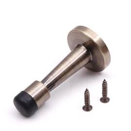 Door Stopper, Bronze Door Wall Protector Brushed Brass Door Stop Antique stoppers Zinc Alloy and Rubber Anti-Collision Holder Home Hotel Office Accessory